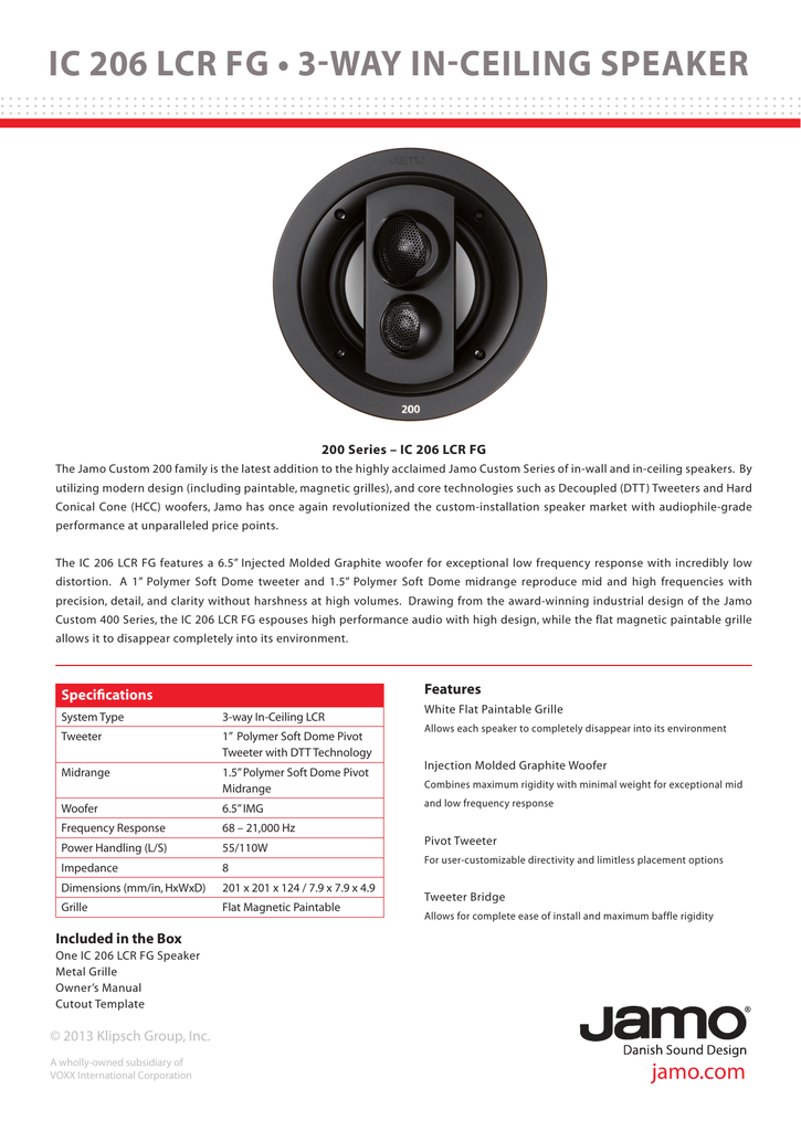 Ic 206 Lcr Fg 3 Way In Ceiling Speaker Manualzz Com