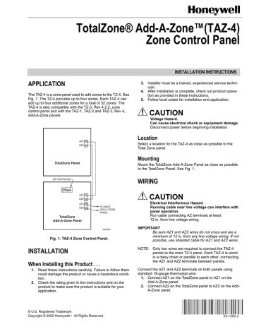 Honeywell TAZ-4 Add-A-Zone Zone Panel Installation Manual | Manualzz Electric Bike Wiring Diagram Manualzz
