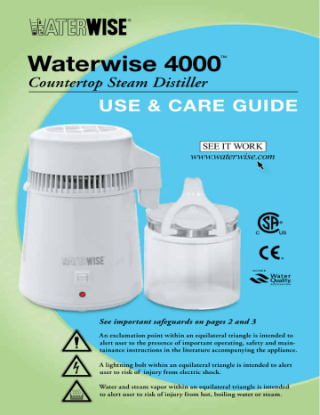 Waterwise 4000 Counter-Top Distiller  With Glass Carafe Water Wise