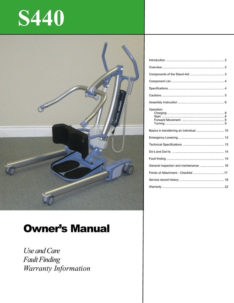 S 440 Sit To Stand Patient Lift Manualzz Com