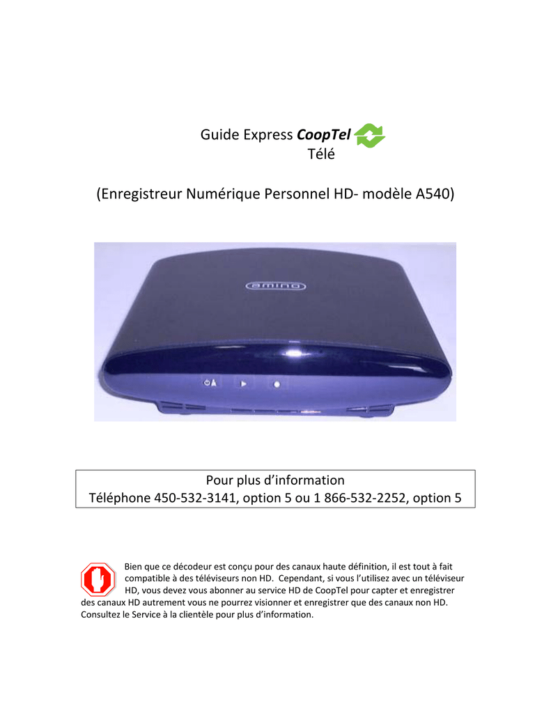 Guide express CoopTel D codeur Amino-540 | Manualzz