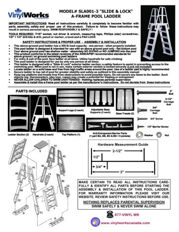 Vinyl Works NE9880 Premium A-Frame Above Ground Pool Ladder - White