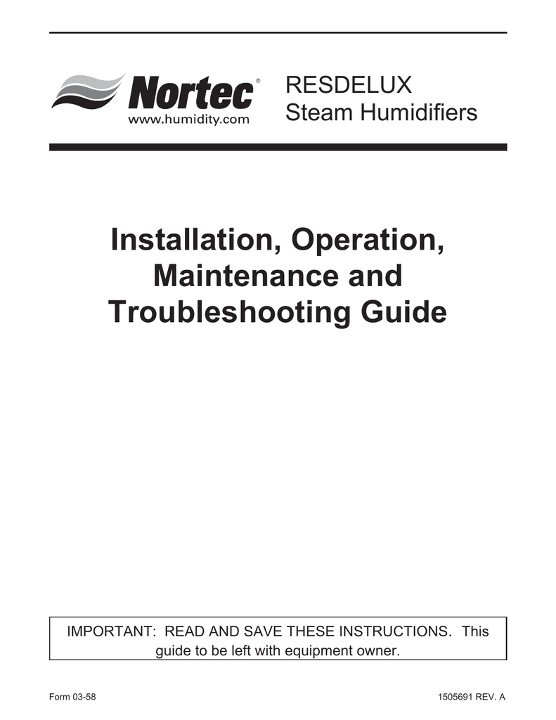 Nortec Resdelux Steam Humidifier Residential Manualzz