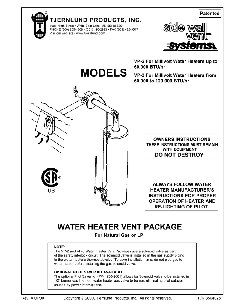 Tjernlund GPAKJ Complete Vent System for Gas Heaters Up to 120,000 BTU Industrial Electrical