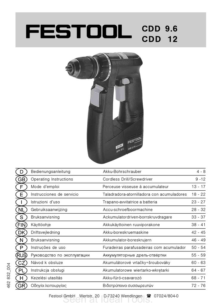 Festool 462832 004 Cdd 9 6 Cdd12 Test User Manual Manualzz