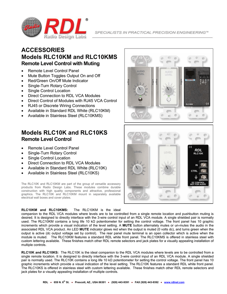 RDL DS-RLC10KM Remote Level Control with Muting//stainless steel