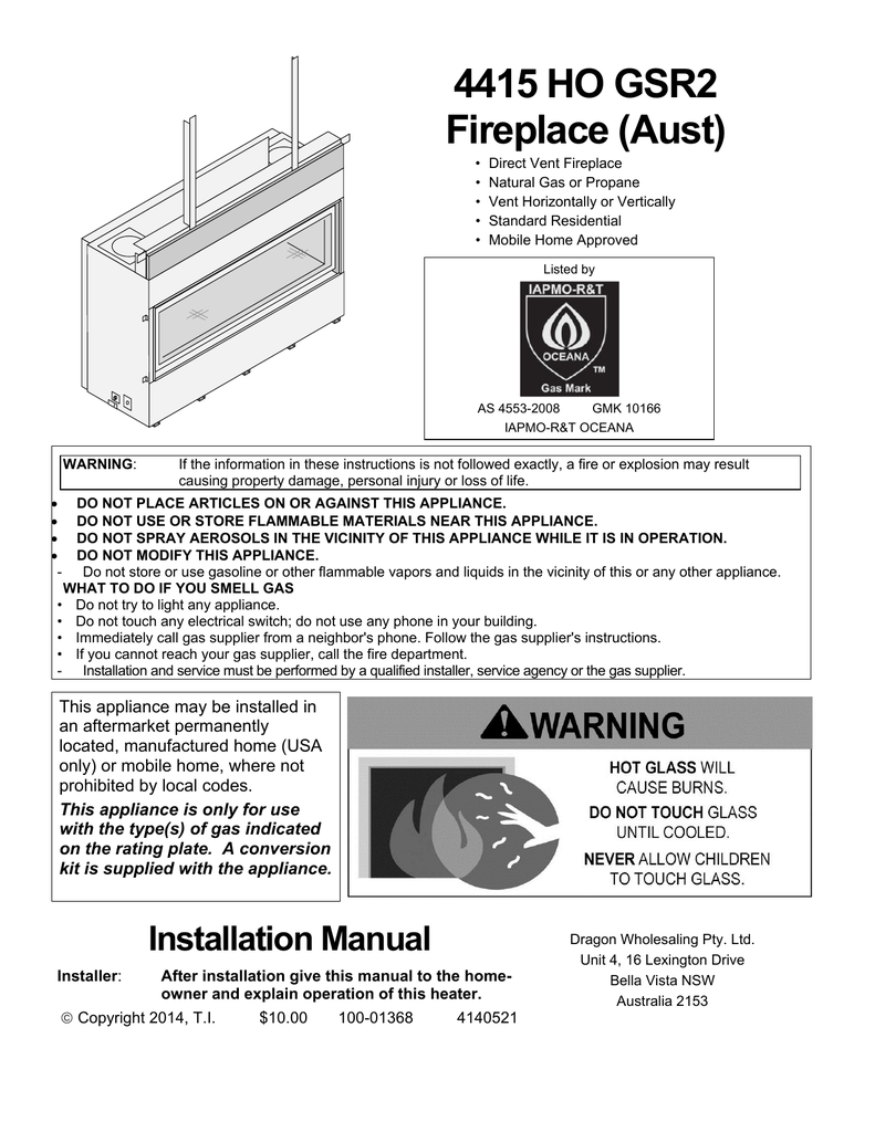 4415 HO GSR2 Fireplace (Aust) Manualzz