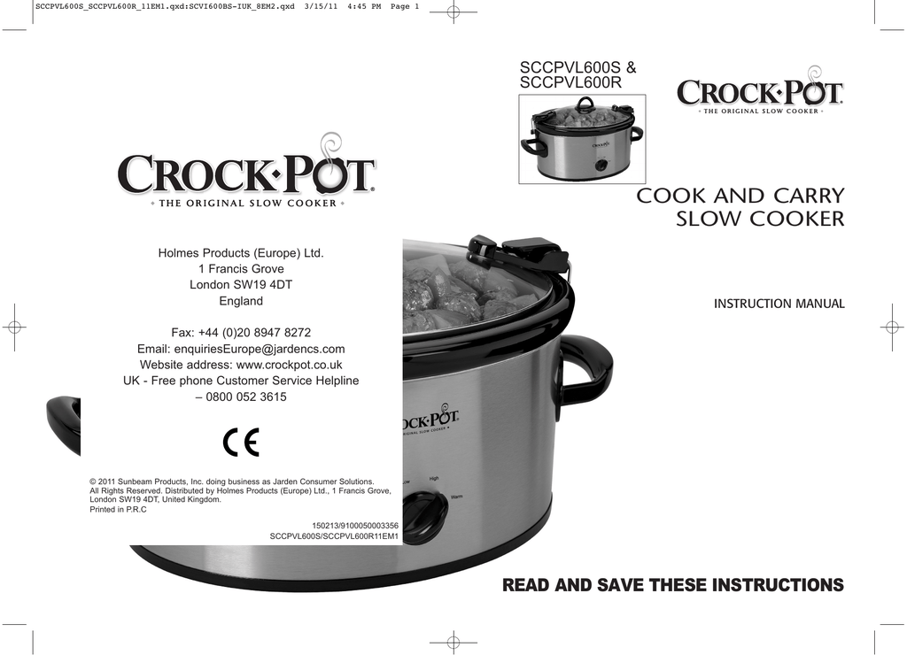 CrockPot Cook & Carry Slow Cooker SCCPVL600R