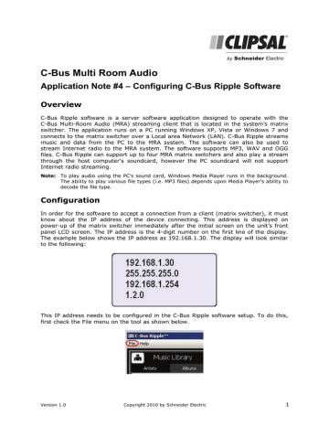 Clipsal C Bus Ripple Software And Multiroom Audio Matrix Switcher Application Note 2 0mb Pdf Manualzz