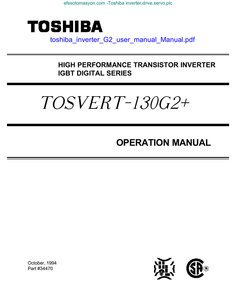 Tosvert 130g2 G2 Manual Manualzz