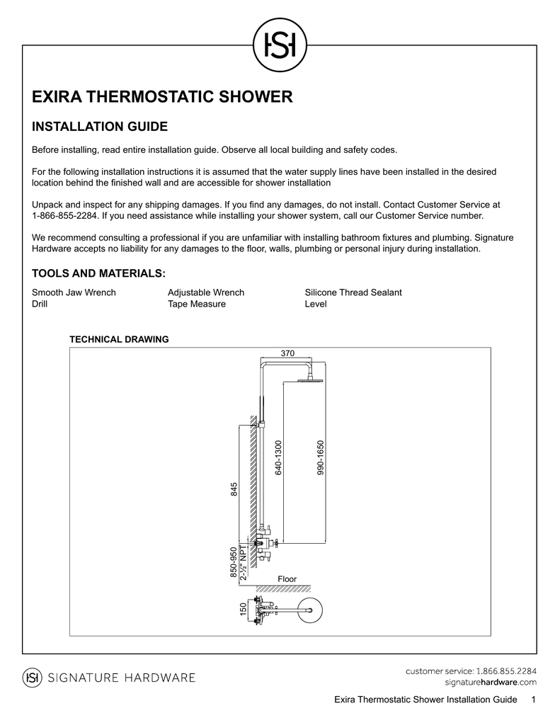 EXIRA THERMOSTATIC SHOWER INSTALLATION GUIDE Manualzz
