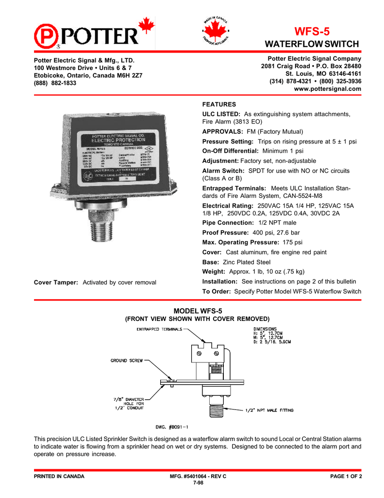 Wfs 5 Waterflow Switch Manualzz