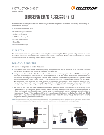 Celestron 94308 Telescope Observer's Accessory Kit (8-Piece) Instructions / Assembly | Manualzz