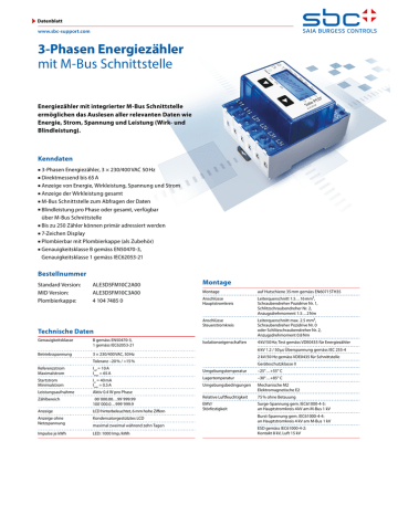 3 Phasen Energiezahler Mit M Bus Schnittstelle Manualzz