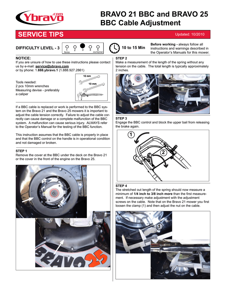 Cable Adjustment Bravo 21 Bbc Bravo 25 Manualzz