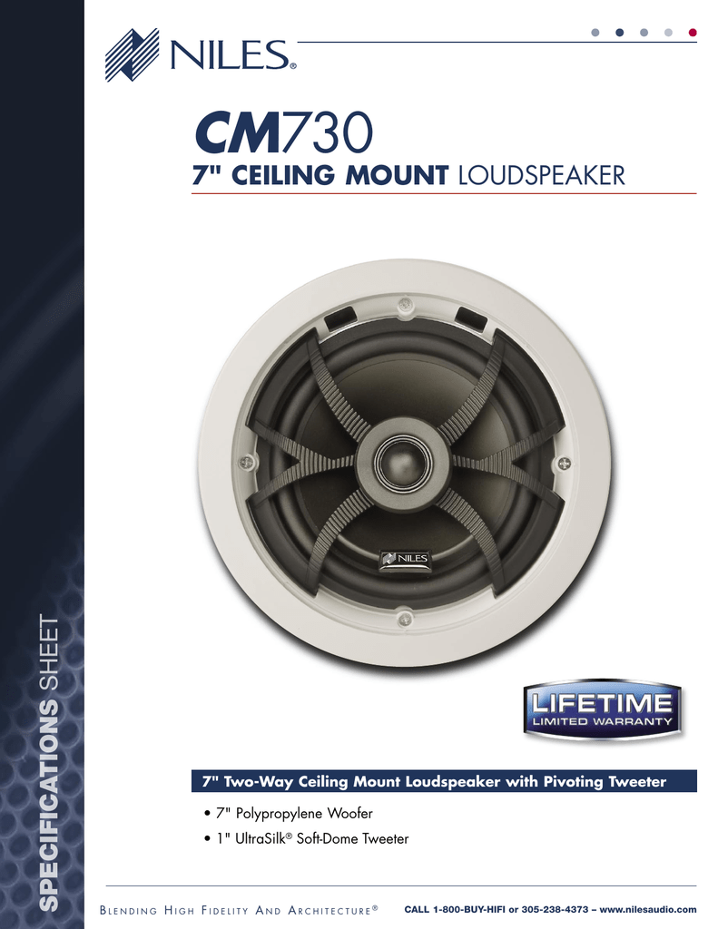 Niles Cm730 2 Way In Ceiling Loudspeaker Brochure 493kb Jpg