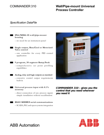 Mander 310 Wall Pipe Mount Universal Process Controller Specification Datafile Manualzz