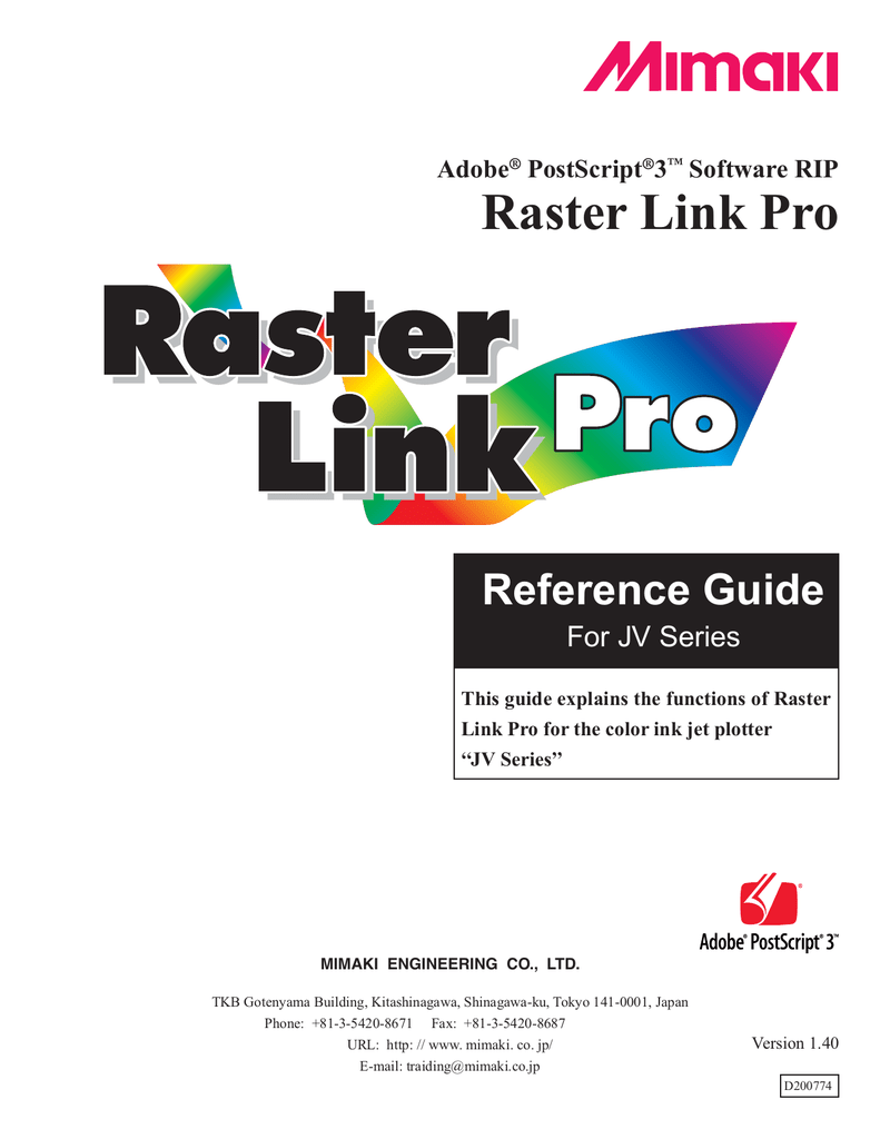 Reference Guide for JV Series