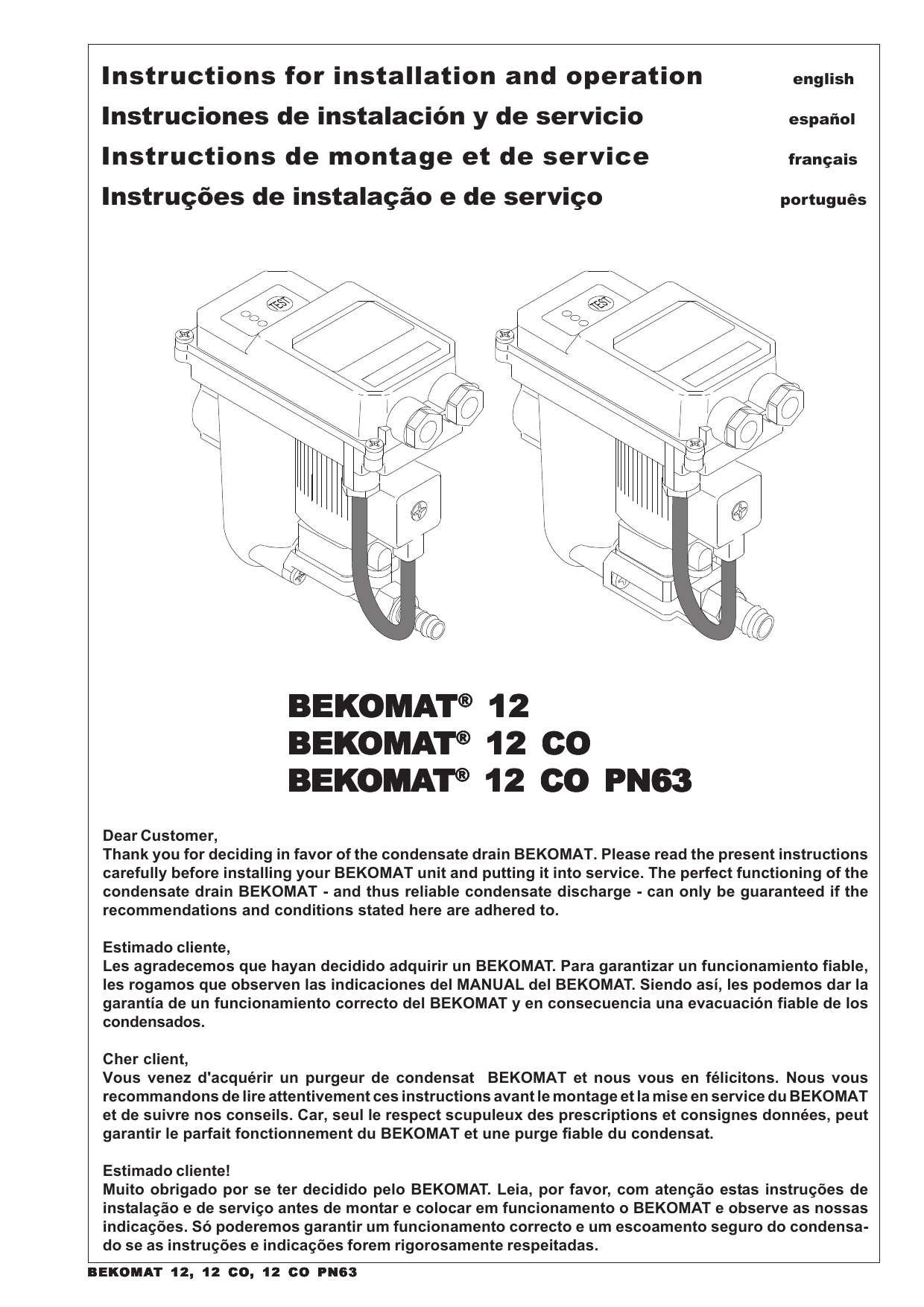 Bekomat 12 Series Drain Manual Manualzz