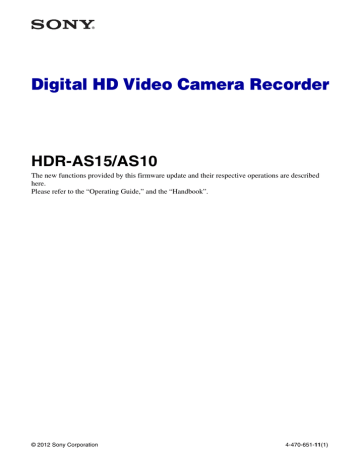 Digital HD Video Camera Recorder HDR-AS15/AS10 | Manualzz