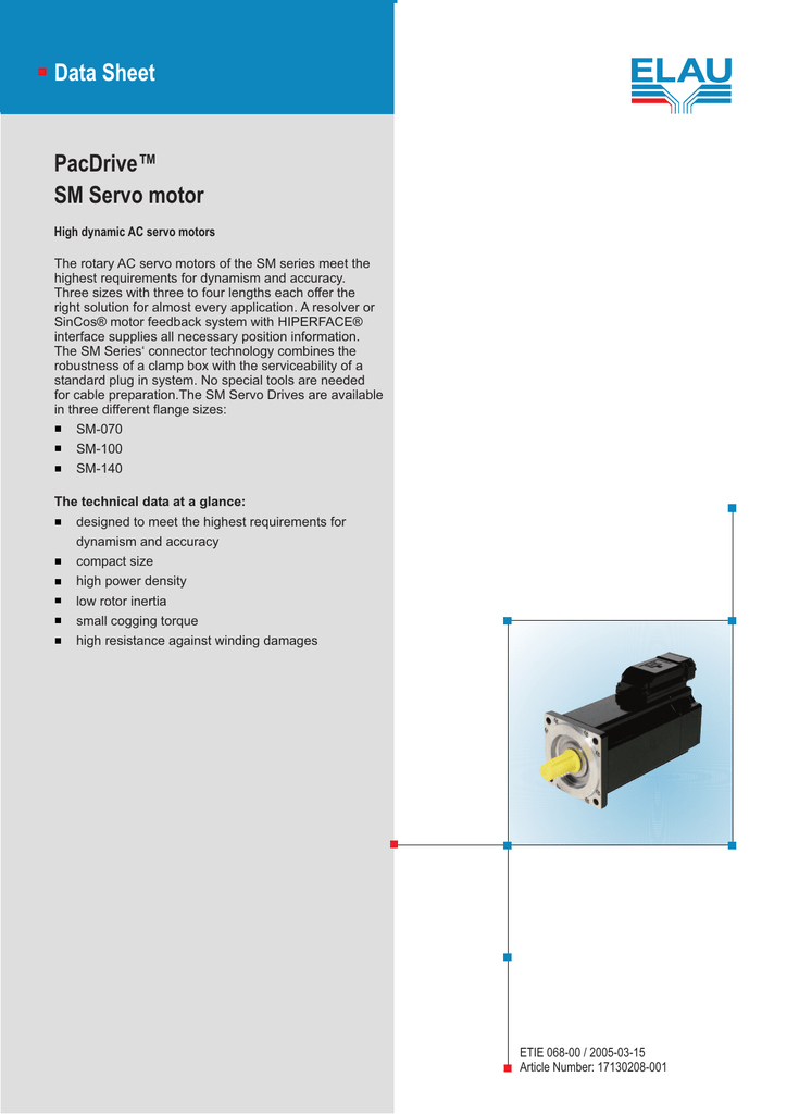 PacDrive SM Servo Motor Data Sheet Manualzz