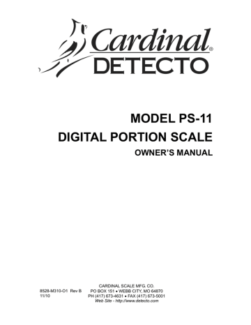 Cardinal Detecto PS-11 Owner's Manual | Manualzz