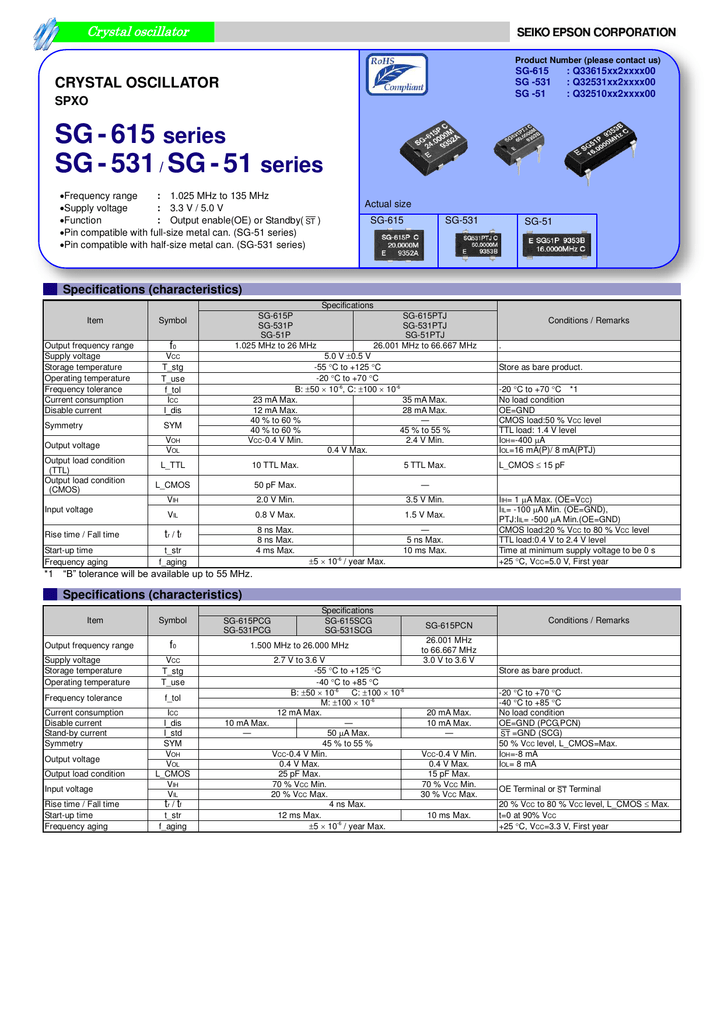 Download Datasheet For Sg 531ptj By Epson Manualzz