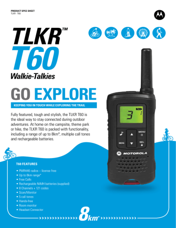 Motorola tlkr T80 500mw 8km 2 Way Radio Walkie Talkie 