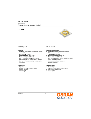 Download datasheet for LV CK7P-JYKZ-25 by Osram Opto Semiconductors | Manualzz