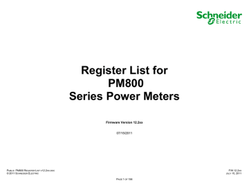 Schneider Electric PowerLogic PM800 series User Guide | Manualzz
