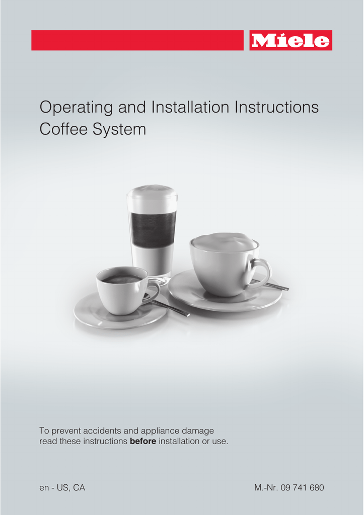 Miele CVA6805 Coffee Maker Operating and Installation Instructions Manualzz