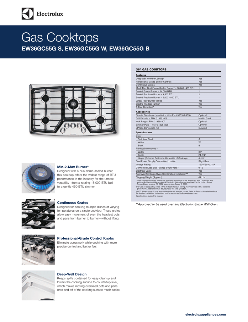 Gas Cooktops Ew36gc55g S Ew36gc55g W Ew36gc55g B Manualzz Com