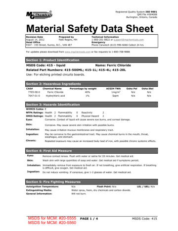 Msds For Ferric Chloride Solution Liquid 17 5 Oz Manualzz