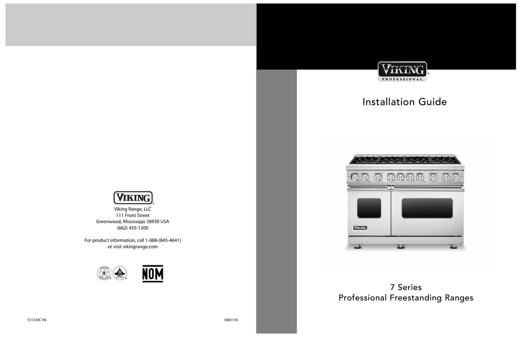 Viking VGR7486GSS Range Installation instructions Manualzz