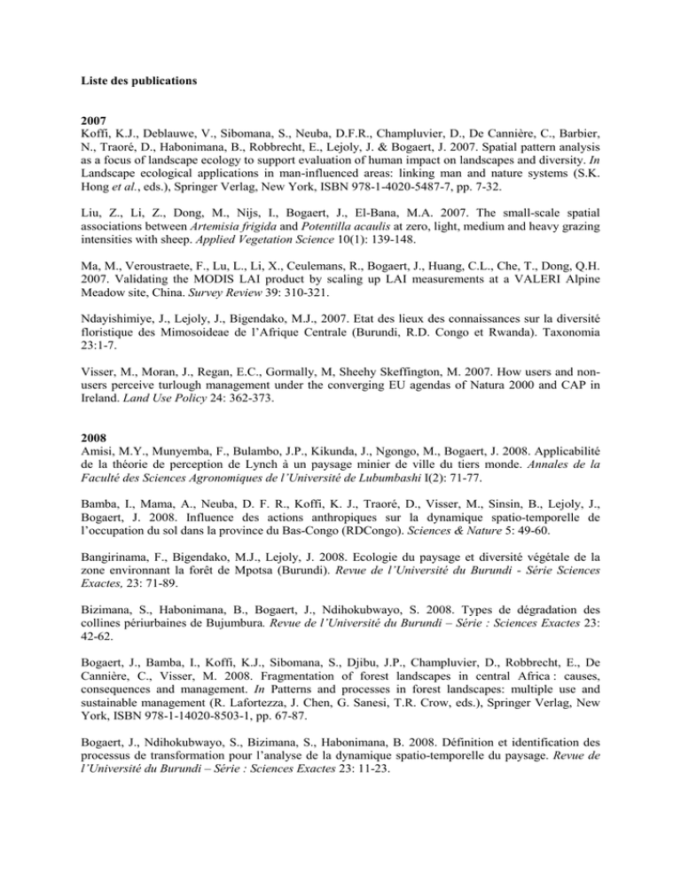 Liste Des Publications 2007 Manualzz