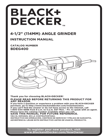 Black & Decker 4-1/2 Angle Grinder, BDEG400