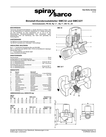 Bimetall Kondensatableiter Smc32 Und Smc32y Schmiedestahl Pn 40 Rp Rp 1 Dn 15 25 Manualzz