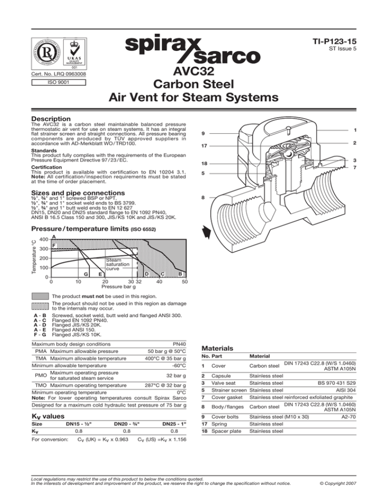Avc32 Carbon Steel Air Vent For Steam Systems Manualzz