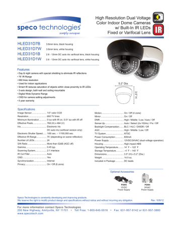 Datasheet for 650TVL Indoor White Dome Camera w/ 2.8~12mm Varifocal Lens and IR | Manualzz