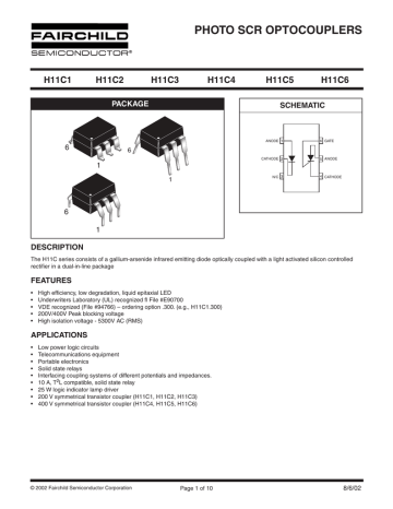 PHOTO SCR OPTOCOUPLERS H11C1 H11C2 | Manualzz