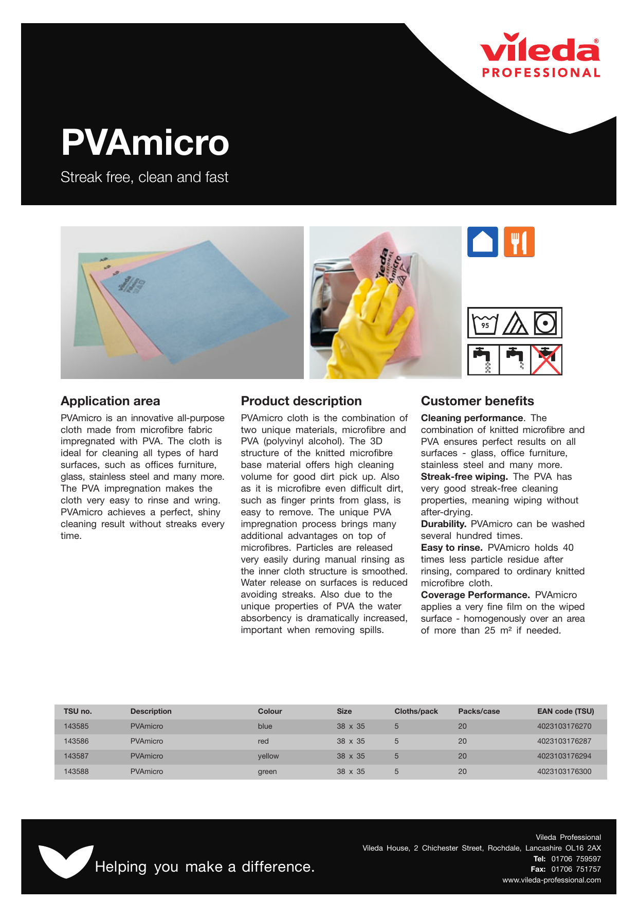 Vileda Professional Glass Cloth.Pvamicro Vileda Professional Manualzz