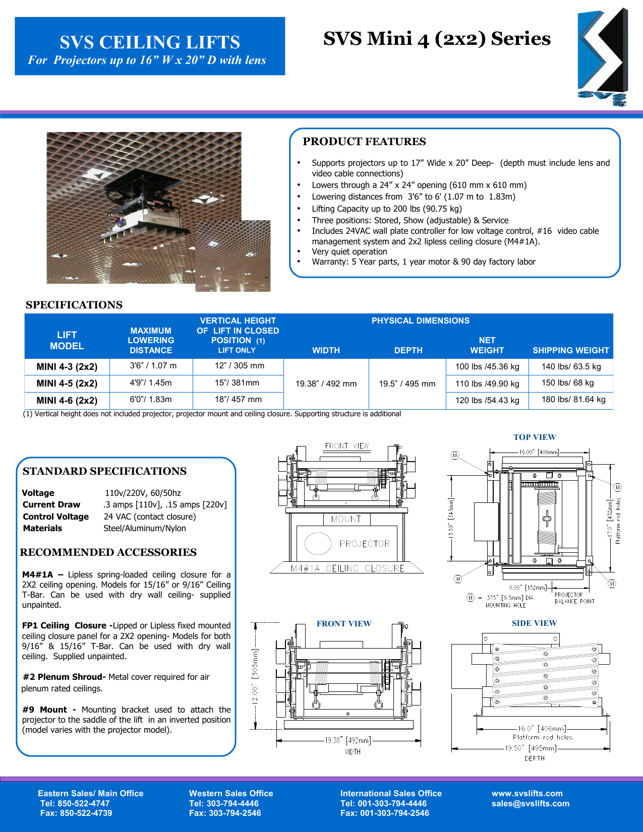 Svs Mini 4 2x2 Series Svs Ceiling Lifts Av Iq Manualzz Com