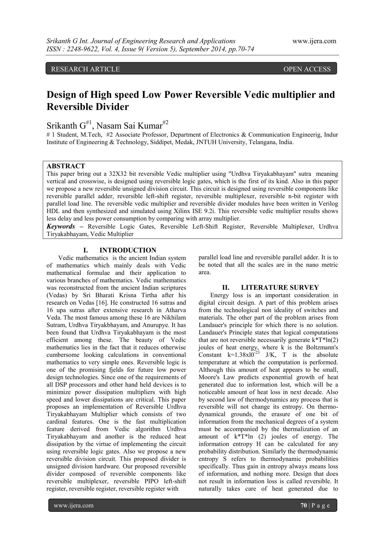 Design Of High Speed Low Power Reversible Vedic Multiplier And Manualzz