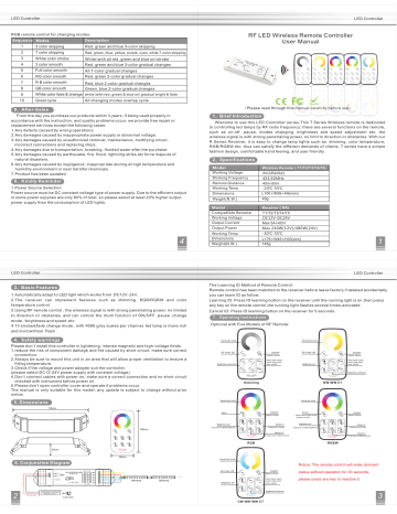 RF LED Wireless Remote Controller User Manual | Manualzz