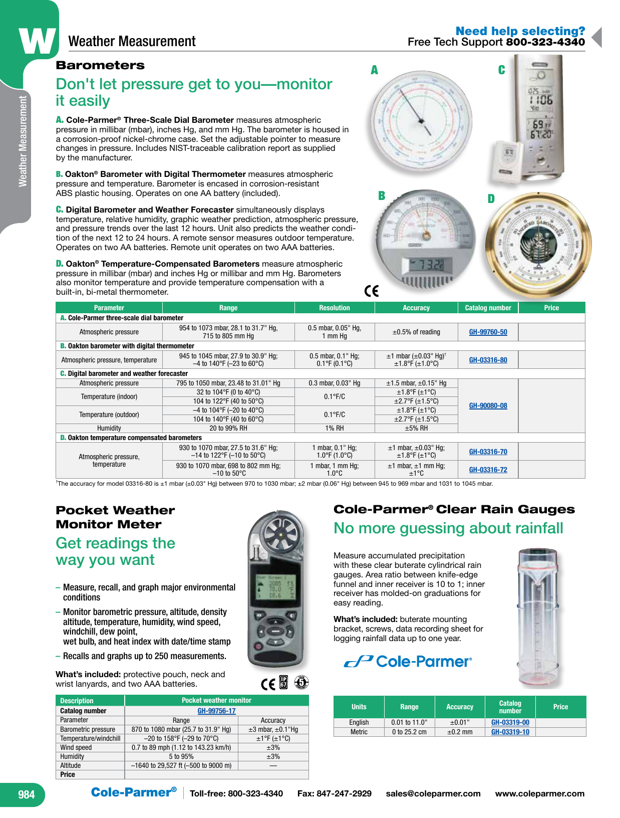 DigiSense Traceable ThreeScale Dial Barometer with Calibration; mbar