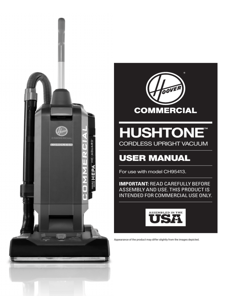 Hoover Commercial HUSHTONE Cordless Upright Vacuum User Manualzz