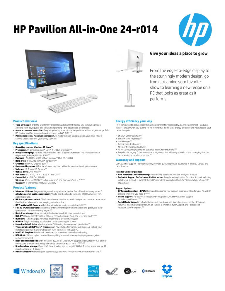 HP Pavilion AllinOne 24r014 Manualzz