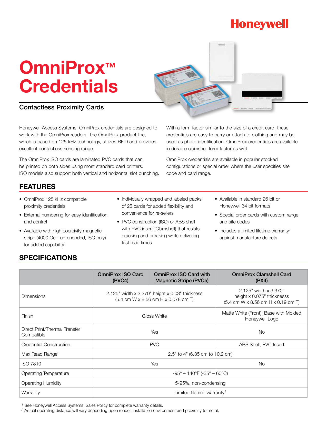 Omniprox Credentials Data Sheet Manualzz