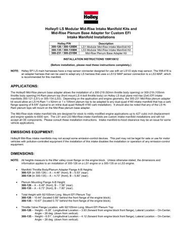 Holley Ls Modular Mid Rise Intake Manifold Manualzz