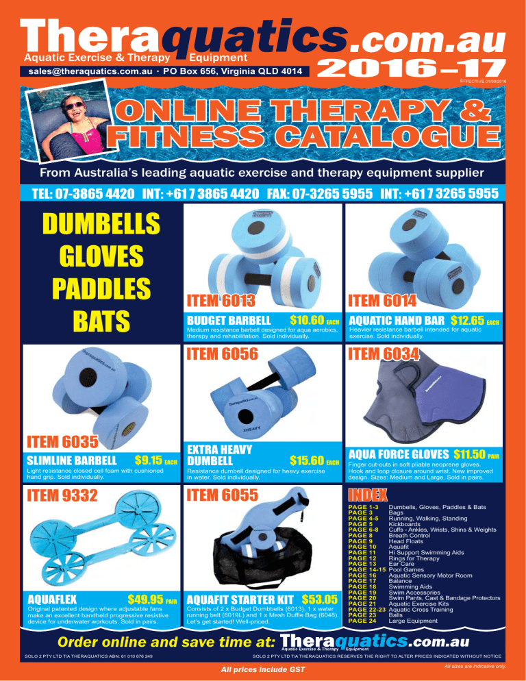 theraquatics dumbbells